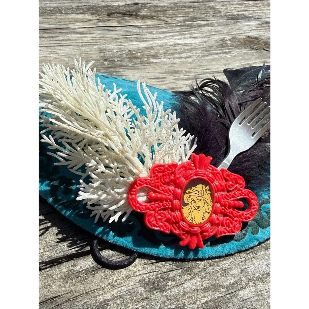 Turquoise Feathered Hairpiece with Red Medallion Disney The Little Mermaid
